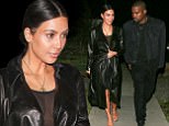 01.April.2017 - Brentwood, CA - USA
** EXCLUSIVE ALL ROUND PICTURES ** **WEB EMBARGO UNTIL 10:30AM PST ON 04/03/17**
AG_798385 - Brentwood, CA - Kim Kardashian and Kayne West are spotted having a weekend date night at a sushi restaurant. Kim is all smiles as she stays close to her husband on a chilly evening in Brentwood. She keeps it simple but still sexy in an all black outfit with a sheer top, shorts, and a leather coat. Kanye also kept it clean and minimal in a double denim outfit with his new hairdo. The pair look in love as ever as they spent over 3 hours dining at the swanky spot. Kim has been less in the limelight as she and her husband spend more time with one another and their loving family. Shot on 04/01/17
Pictured: Kim Kardashian, Kanye West
*STRICTLY AVAILABLE FOR UK USE ONLY*
BYLINE MUST READ : AKM-GSI-XPOSURE
***UK CLIENTS - PICTURES CONTAINING CHILDREN PLEASE PIXELATE FACE PRIOR TO PUBLICATION ***
UK CLIENTS MUST CALL PRIOR TO TV OR ONLINE USAGE PLEASE TELEPHONE 44 208