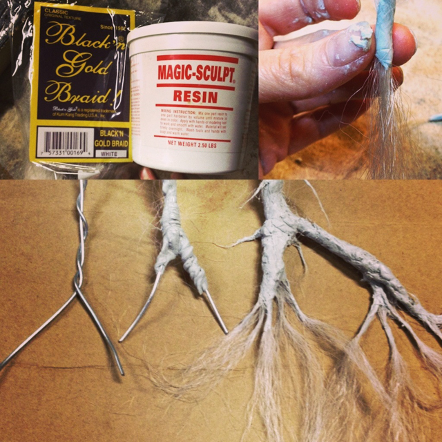 Attaching fake hair to create root ends.