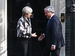 Theresa May greeted European Parliament president Antonio Tajani outside Number 10. The pair held talks about Brexit as Britain embarks on leaving the European Union