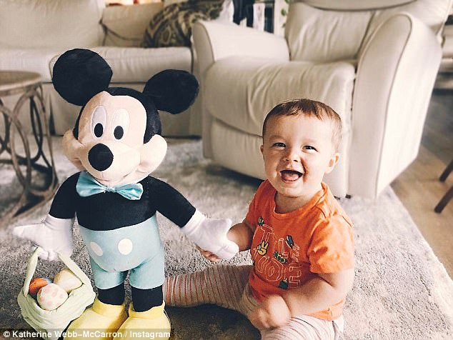 All smiles: Katherine recently shared a photo of Tripp celebrating his first Easter  
