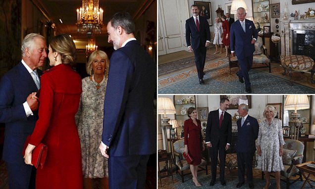 Spanish royals make their way to Buckingham Palace
