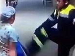 Brutal: The horrific fight was captured on CCTV security cameras at a hospital in the city of Valparaiso on the coast of central Chile