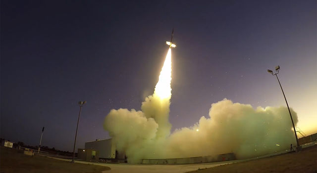 58-foot-tall Black Brant IX sounding rocket launches from NASA's Wallops Flight Facility