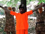 First, he was chained to two trees with his arms stretched out as he confessed to his crimes