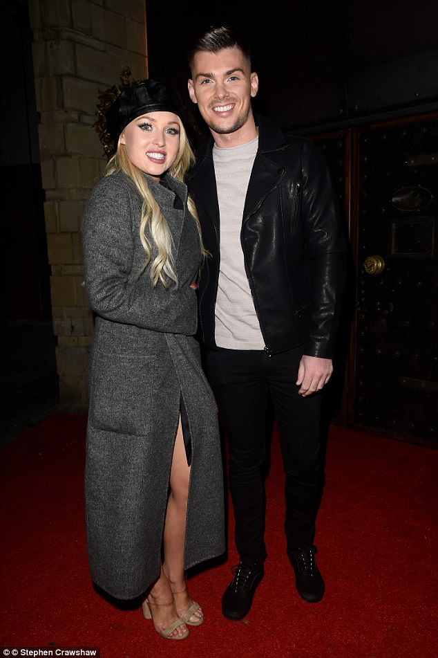 Double trouble: The buxom blonde was in good company at the fashion party on Saturday as she was joined by Hollyoaks' Jorgie Porter and Keiron Richardson