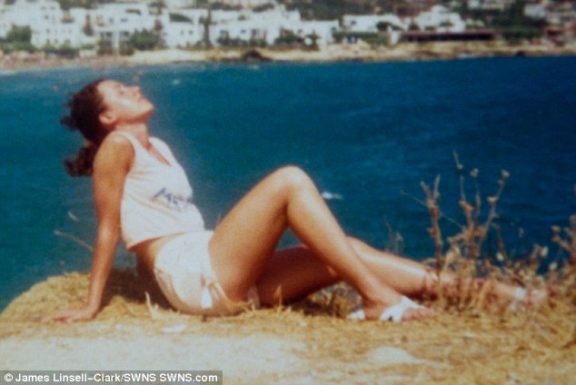 Beach beauty: Sue looks just as youthful as she did while sunbathing in Greece aged 21