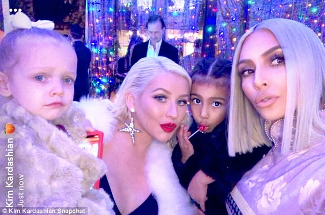 Mommy and me: Christina and her daughter Summer posed with Kim and North 