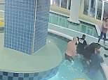The security footage shows two boys playing in the pool at the Avista Resort in North Myrtle Beach, South Carolina
