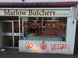 Activists have daubed Marlow Butchers in graffiti and even threatened to petrol bomb it