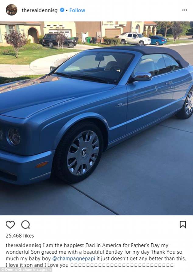 Nice ride: The car is worth about $150,000; his dad said thank you on social media