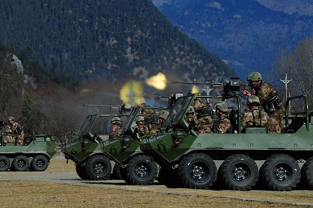 Chinese soldiers perform live fire exercise with Lynx all-terrain vehicles armed with machine gun 640 001