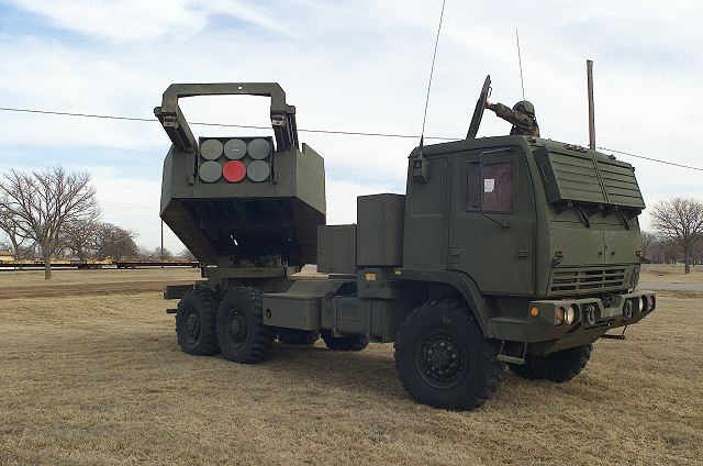 M142 HIMARS high mobility multiple artillery rocket launcher system data sheet description information specifications intelligence identification pictures photos images US Army United States American defense military Lockeed Martin FMTV 6x6 truck