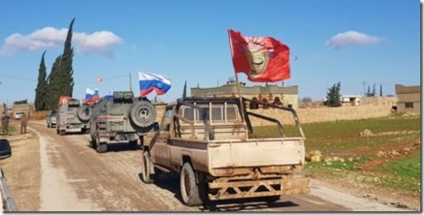 Manbij - Patrouille Rusland en Manbij Militaire Raad - 9 januari 2018