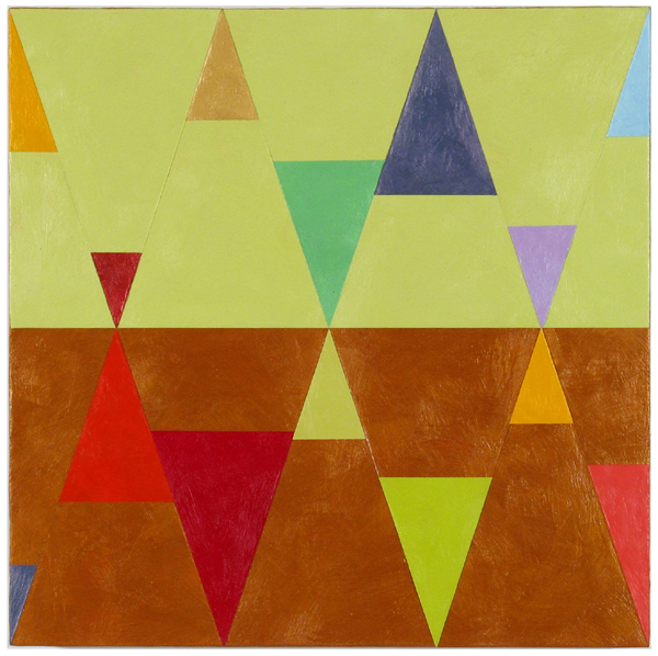 Joanne Mattera, Chromatic Geometry 27, 2014, encaustic on panel, 18” x 18”