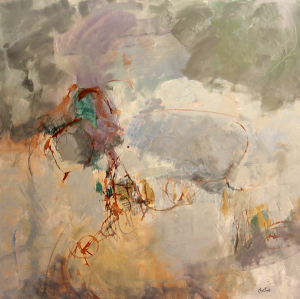 Cheryl McClure, Gray Day, April, 2014, acrylic on canvas, 40 x 40 inches