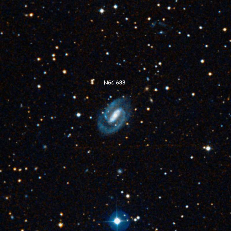DSS image of region near spiral galaxy NGC 688