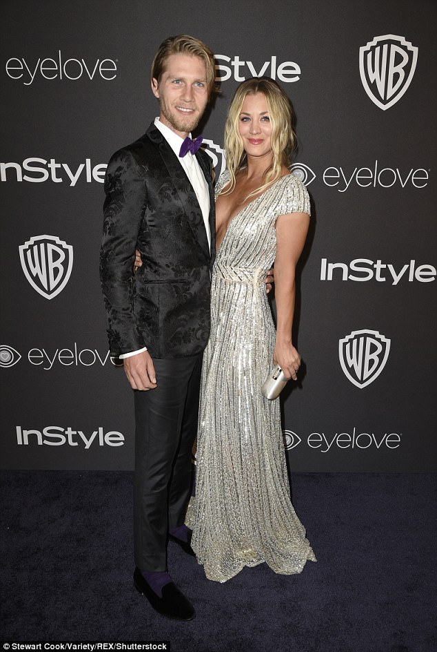 Happily ever after: Her beau Karl Cook got down on one knee on November 30 - her 32 birthday; pictured on January 8, 2017 at the InStyle and Warner Brothers bash