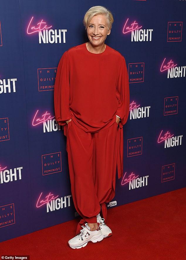 Emma Thompson, 60, looked in high spirits as she attended the screening of her new film Late Night at the Picturehouse Central in London on Monday