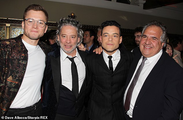 Boys' night out: Taron, Dexter Fletcher, Rami and Jim Gianopulos looked happy to be at the NYC screening