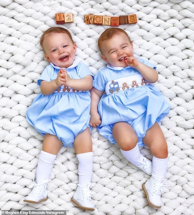 Babies: The pair have since welcomed three kids together and their twin sons, Hayes and Hart, celebrated their first birthday on June 5; seen on Instagram