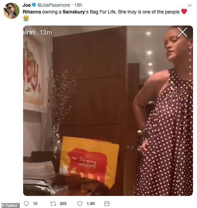 B**** better have my bag for life: The singer's fans couldn't stop sharing pictures of the item on social media, calling RiRi 'one of the people'