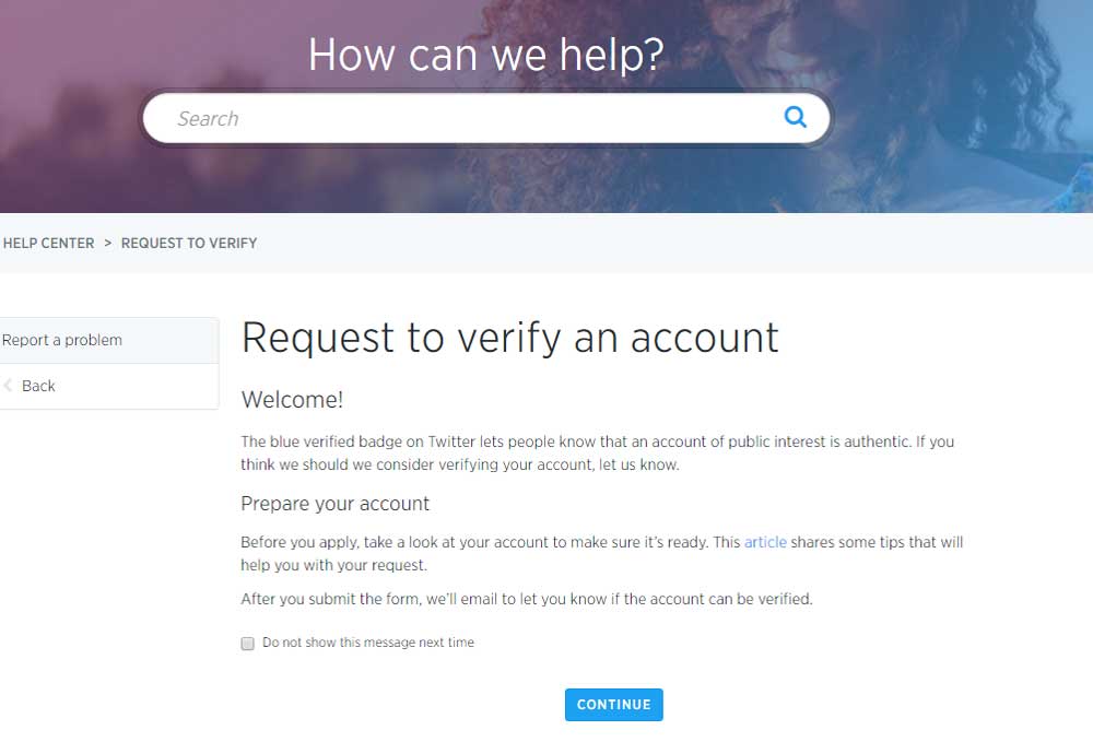 Twitter-Account-Verification-Request - Step 1