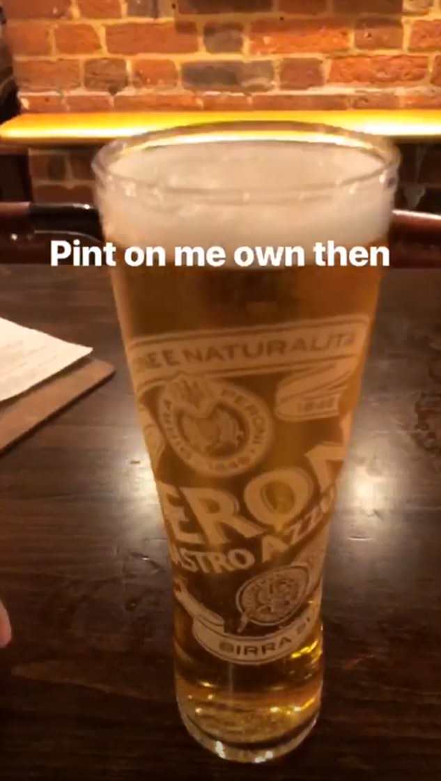 Solo?: Meanwhile, Mitch took to his Instagram stories to post a picture of a pint as he added: 'Pint on me own then,' sparking even more 'split' rumours