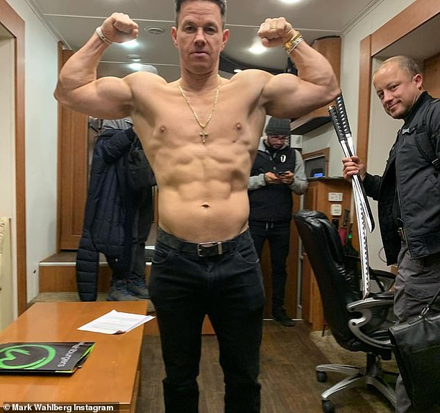 Flex: 'Six months of performance inspired nutrition Aquahydrate And F45 training!! Clean eating. Inspired to be better team training / life changing' Mark Wahlberg captioned a new Instagram pic on Thursday