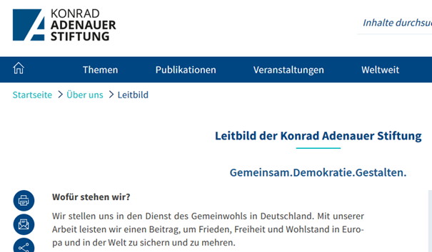 Auszug des Leitbilds der Konrad-Adenauer-Stiftung. Quelle: https://www.kas.de/de/leitbild