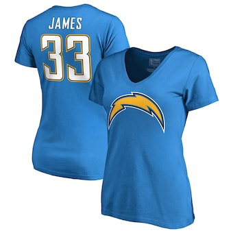 Derwin James Los Angeles Chargers NFL Pro Line by Fanatics Branded Women's Player Icon Name & Number V-Neck T-Shirt - Powder Blue