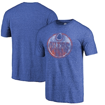 Edmonton Oilers Fanatics Branded Throwback Vintage Logo Tri-Blend T-Shirt - Royal