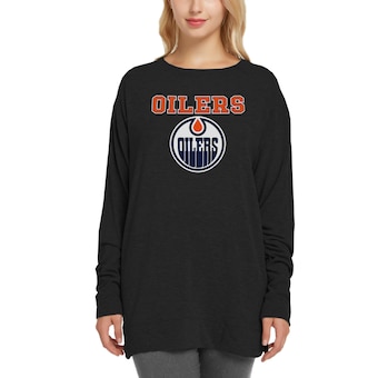 Edmonton Oilers Concepts Sport Women's Rapture Oversized Long Sleeve Top - Black