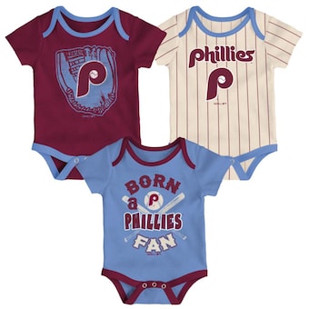 Philadelphia Phillies Infant Future #1 3-Pack Bodysuit Set - Burgundy/Light Blue/Cream