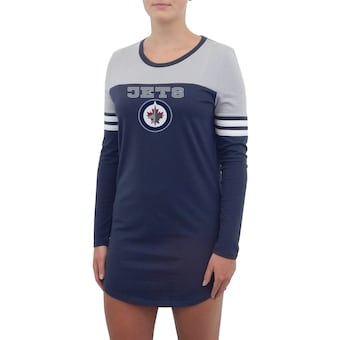 Winnipeg Jets Concepts Sport Women's Chateau Knit Long Sleeve Nightshirt - Navy