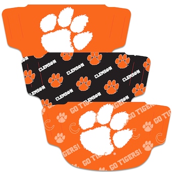 Clemson Tigers WinCraft Adult Face Covering 3-Pack - MADE IN USA