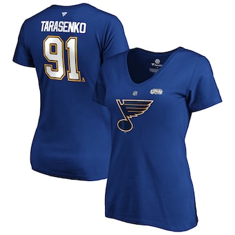 Vladimir Tarasenko St. Louis Blues Fanatics Branded Women's 2019 Stanley Cup Final Bound Authentic Stack Name & Number V-Neck T-Shirt - Royal