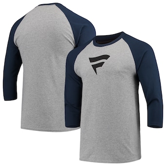 Fanatics Three-Quarter Sleeve Raglan T-Shirt - Gray/Navy