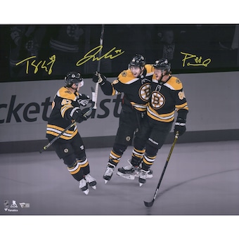 David Pastrnak, Torey Krug & Jake DeBrusk Boston Bruins Fanatics Authentic Autographed 16" x 20" Spotlight Photograph