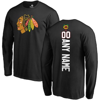Chicago Blackhawks Fanatics Branded Personalized Playmaker Long Sleeve T-Shirt - Black