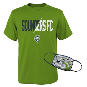 Seattle Sounders FC Youth T-Shirt & Face Covering Combo Set