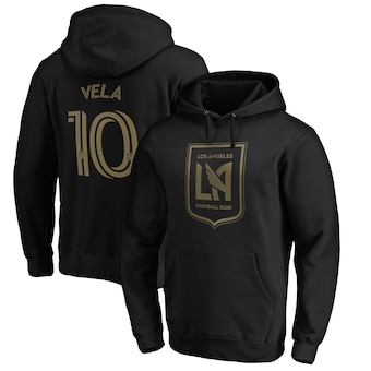 Carlos Vela LAFC Fanatics Branded Authentic Stack Player Name & Number Pullover Hoodie - Black