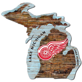 Detroit Red Wings Distressed State Cutout Sign