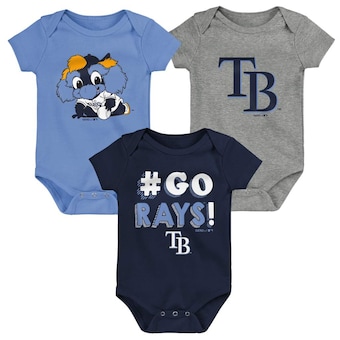 Tampa Bay Rays Infant Born To Win 3-Pack Bodysuit Set - Navy/Light Blue/Gray