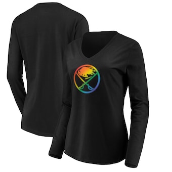 Buffalo Sabres Fanatics Branded Women's Team Pride Logo Long Sleeve V-Neck T-Shirt - Black