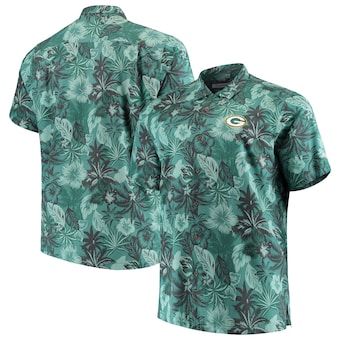 Green Bay Packers Tommy Bahama Big & Tall Fuego Floral Button-Up Shirt - Green