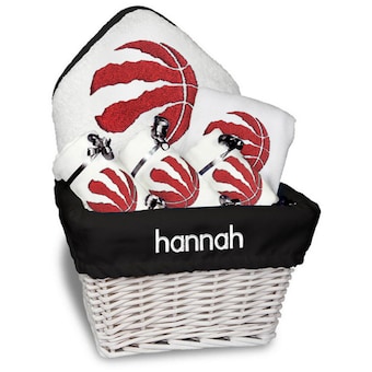 Toronto Raptors Newborn & Infant Personalized Medium Gift Basket - White