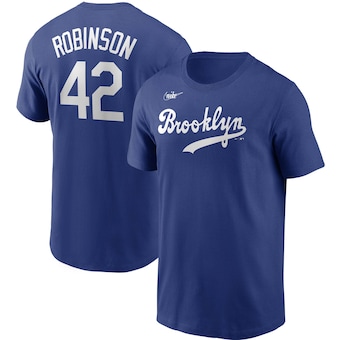 Jackie Robinson Brooklyn Dodgers Nike Cooperstown Collection Name & Number T-Shirt - Royal