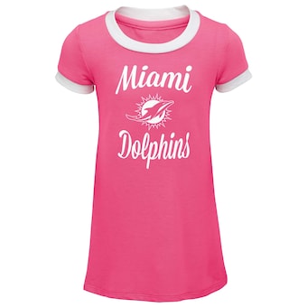 Miami Dolphins Infant Yardline Ringer Tee Dress - Pink