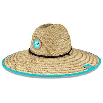 Miami Dolphins New Era 2020 NFL Summer Sideline Official Straw Hat - Natural
