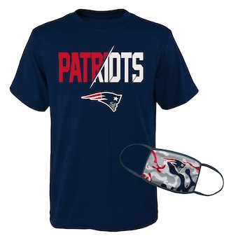 New England Patriots Youth T-Shirt & Face Covering Combo Set